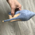 High Heel 12cm Blue Black Suede Women Pumps Super High Heels Sexy Pointed Toe Yellow Pink Satin Heels Womans Shoes 2025