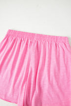 Sachet Pink Loose Fit Half Sleeve T Shirt and High Waist Skirt Set