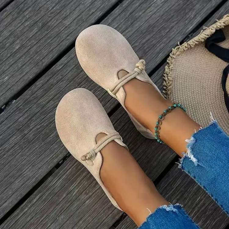 Women's Round Toe Suede Slip-On Flats
