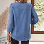 Womens Casual Summer Shirts Notch V Neck Blouses