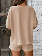 V-Neck Half Sleeve Top and Shorts Set