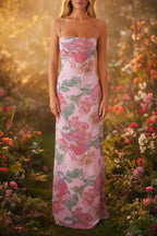 Printed Sleeveless Strap Bodycon Maxi Dress | High Waist