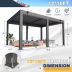 Louvered Aluminum Pergola With Adjustable Roof And Pull-Down Screens (SAK46817)