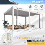 Louvered Aluminum Pergola With Adjustable Roof And Pull-Down Screens (SAK46817)