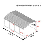 [12X20FT] Alora Premium Heavy-Duty Outdoor Canopy Garage Shelter With Galvanized Metal Roof (SAK91523)