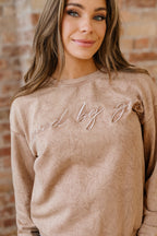 High-rise saved by grace Letter Embroidery Mineral Wash Loose Sweatshirt
