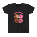 Youth Tee — "Punch Love" Monkey Hugging Pink Teddy Cute Kids Valentine Shirt