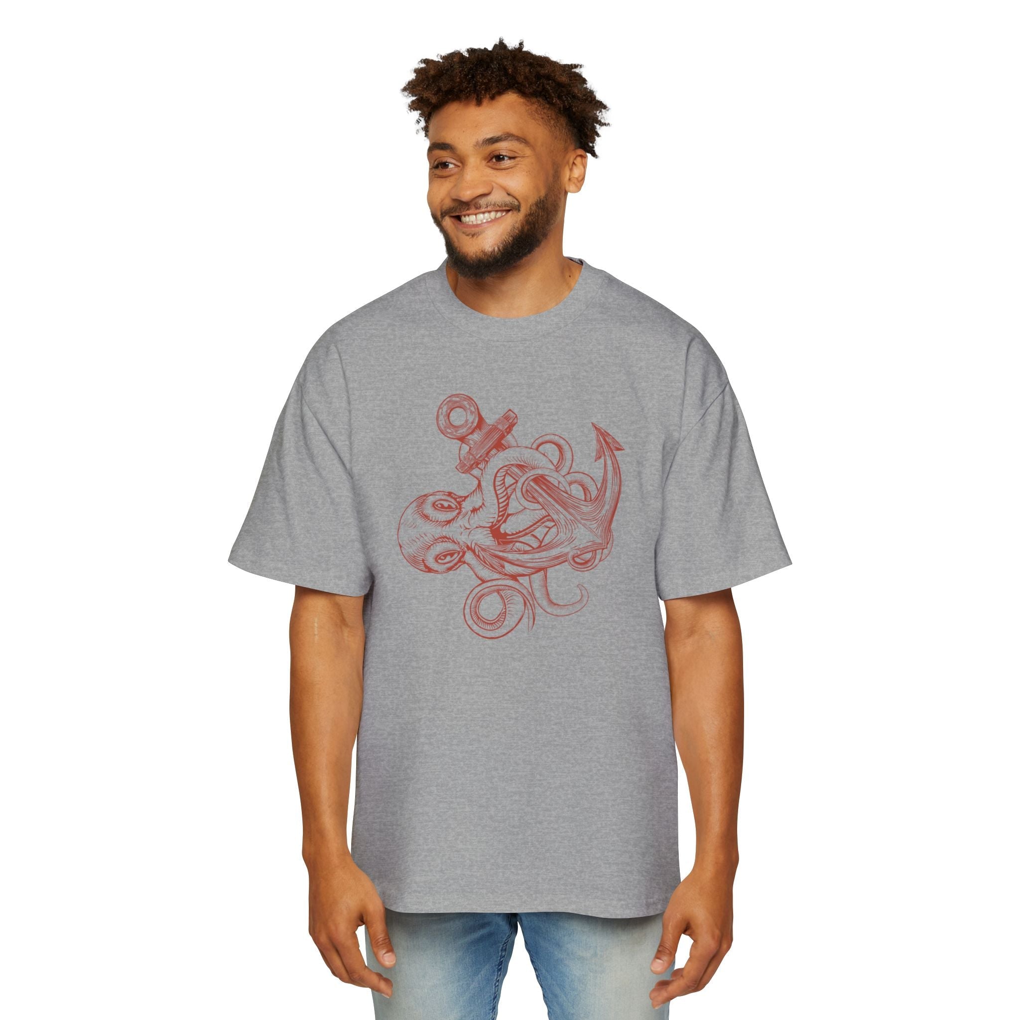 Ocean-Inspired Oversized Tee for Men, Stylish Sea Creature Shirt, Relaxed Fit, Perfect for Beach Days, Casual Wear, Gift for Seafood Lovers