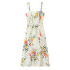 Summer Women Floral Small Floral Print Slim Fit Large Strap Dress