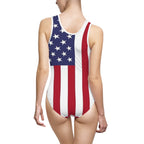 American Flag One-Piece Swimsuit — Patriotic USA Beachwear for Women