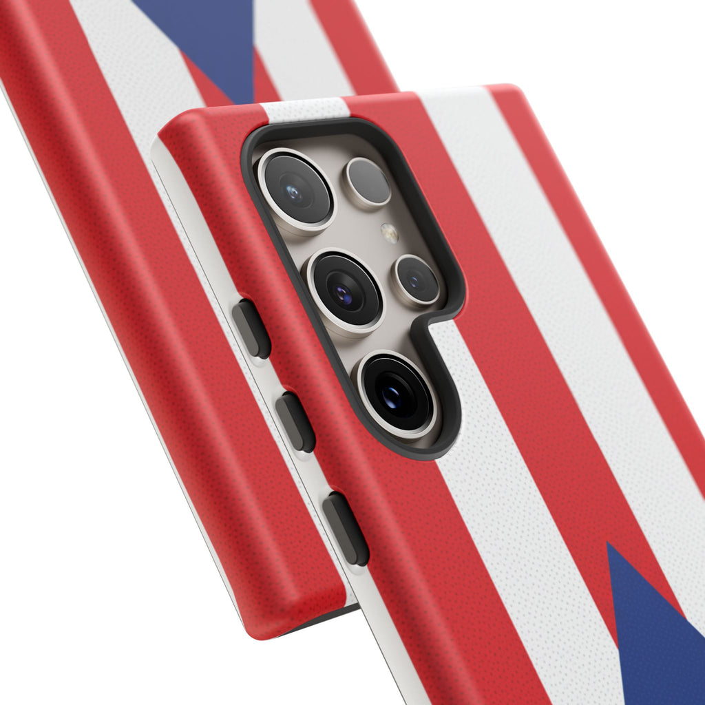 Puerto Rico Flag Tough Phone Case Patriotic Red & White Stripe Design