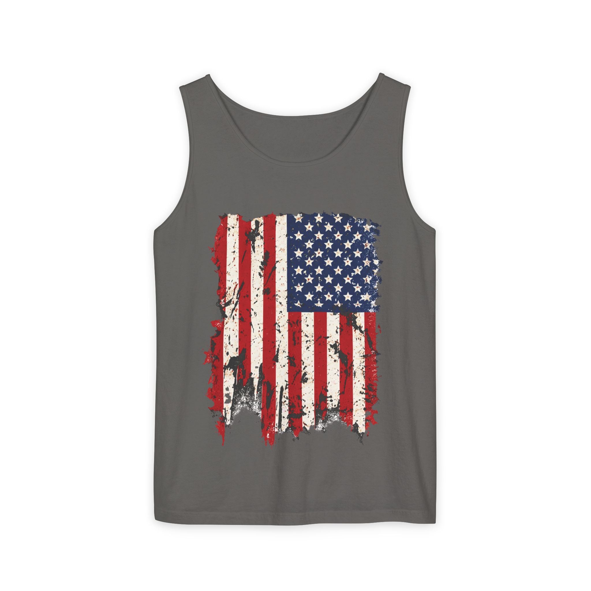 Distressed American Flag Tank Top  Patriotic USA Sleeveless Shirt for 4th of July Summer and Everyday Wear