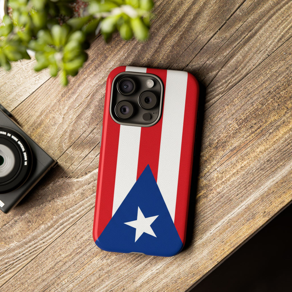 Puerto Rico Flag Tough Phone Case Patriotic Red & White Stripe Design