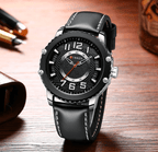 Men's Waterproof  Sport Watch With Leather  Belts  And Large Numbers Details Unique Design Perfect Gift