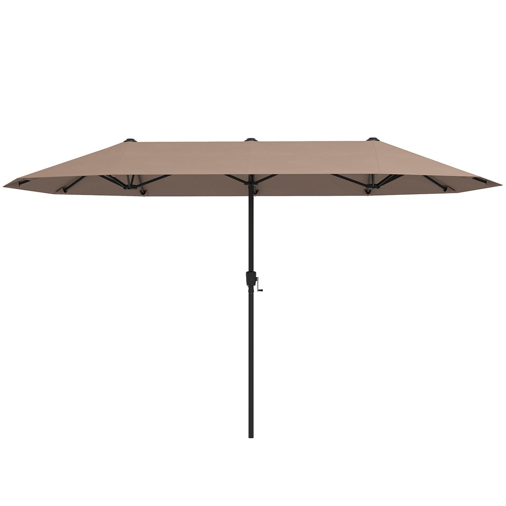 13 FT Large Patio Umbrella Outdoor Double-Sided Table Market Umbrella with Crank Handle-Beige