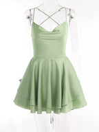 Backless Layered Ruffled Cami Dress