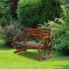 41.5-inch Carbonized Cedar With Wooden Wheel Bench