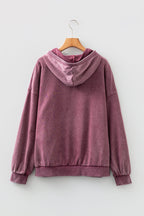 Black Half Zip Kangaroo Pocket Mineral Wash Baggy Hoodie