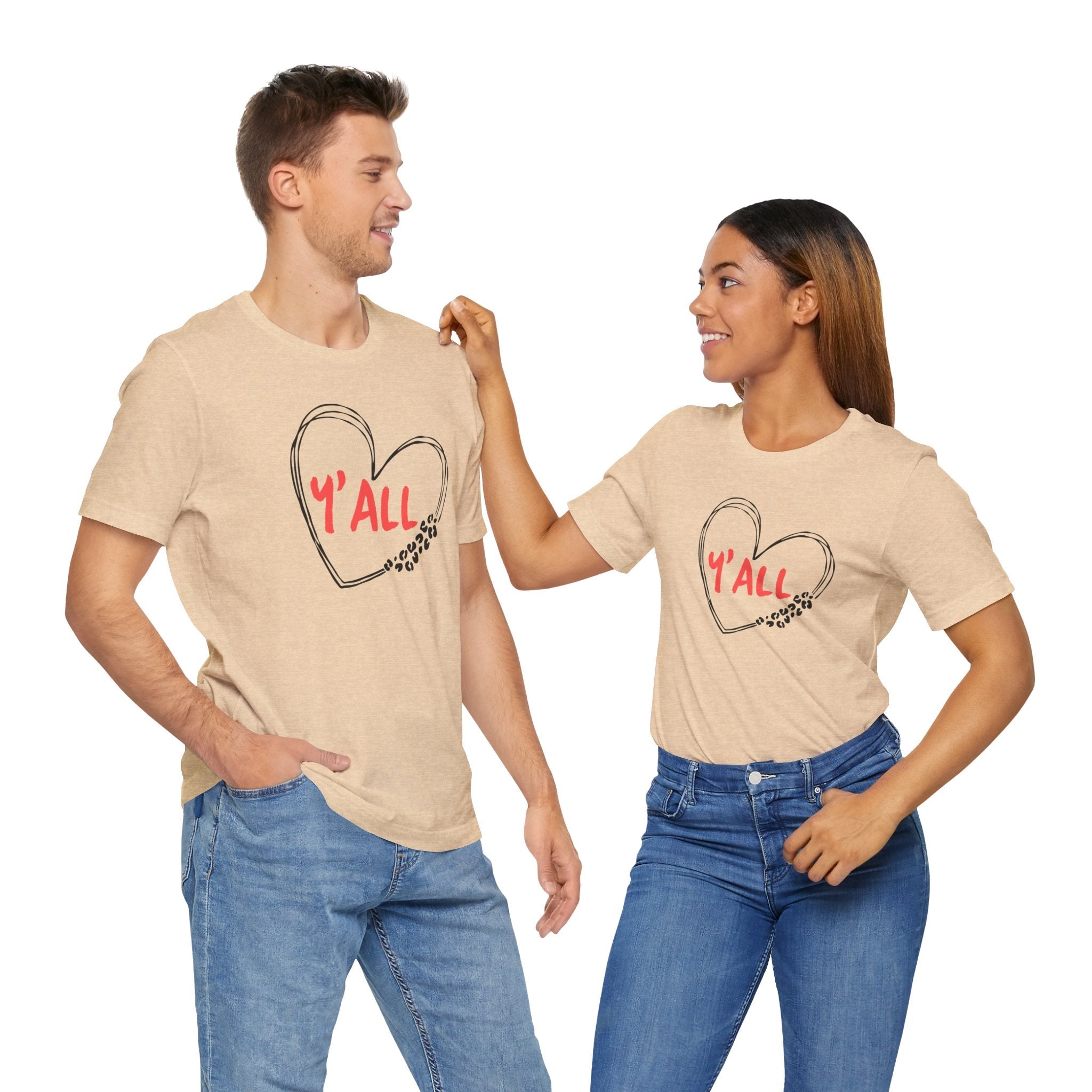 Heartfelt Love Unisex Tee - Casual Style, Y'all Shirt, Gift for Friends, Valentine's Day, Cozy Outfit, Everyday Wear