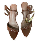 Coutgo Womens Size 9 Dark Brown 2" Low Kitten Heel Ankle Strap Open Toe Shoes