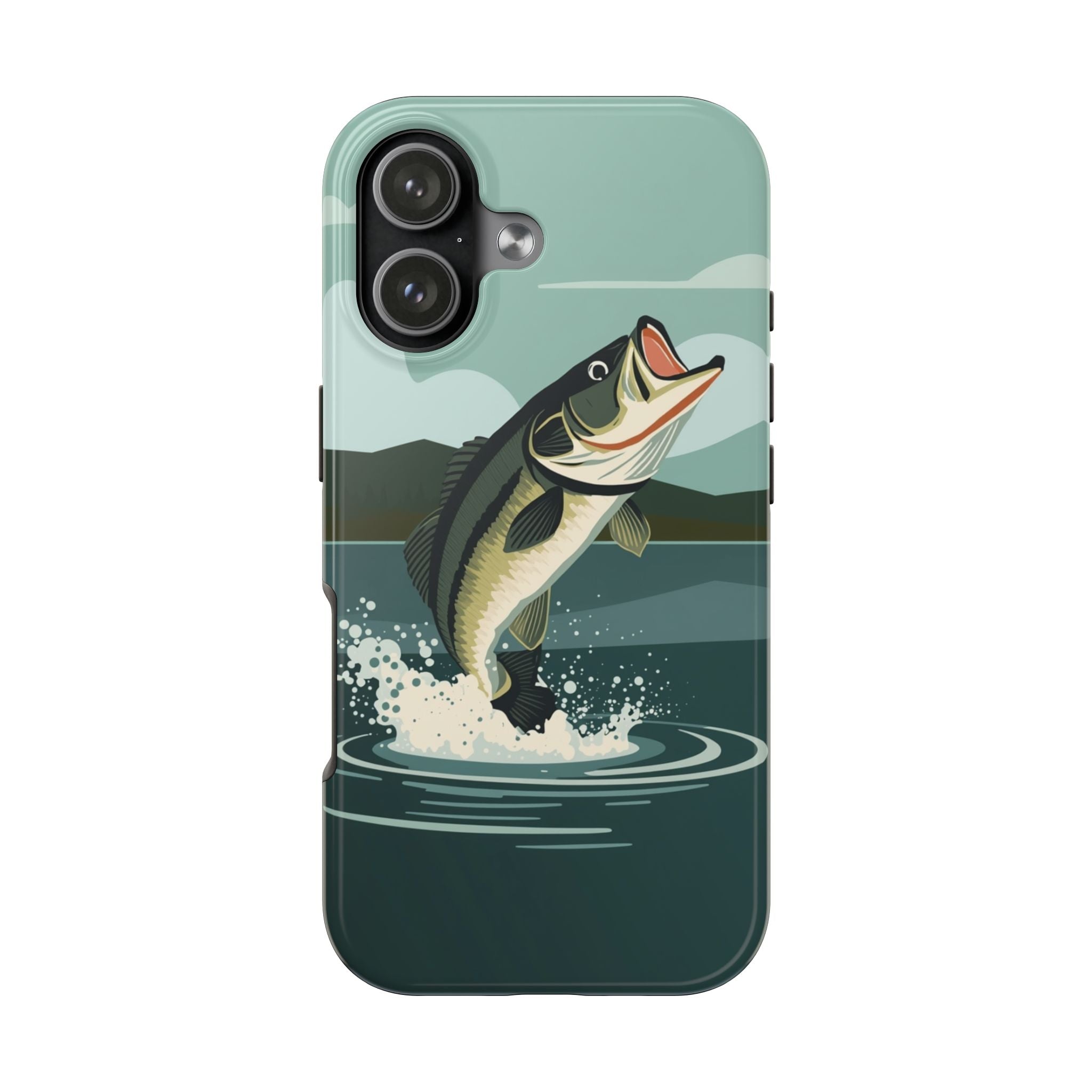 Bass Fishing Tough Phone Case Rugged Protective Case with Leaping Bass Design