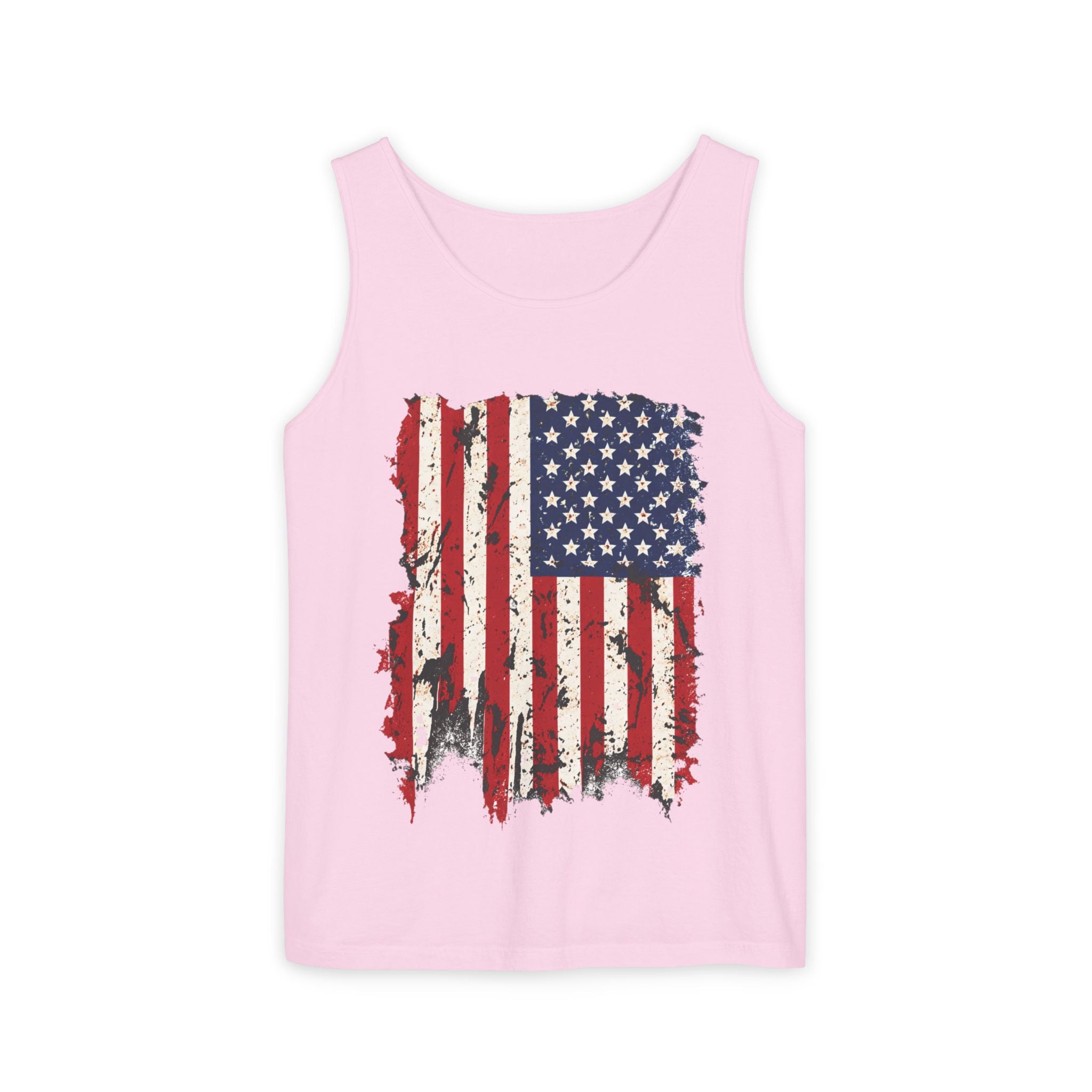 Distressed American Flag Tank Top  Patriotic USA Sleeveless Shirt for 4th of July Summer and Everyday Wear