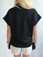 Color Block Half Zip Top and Shorts Two-Piece Set