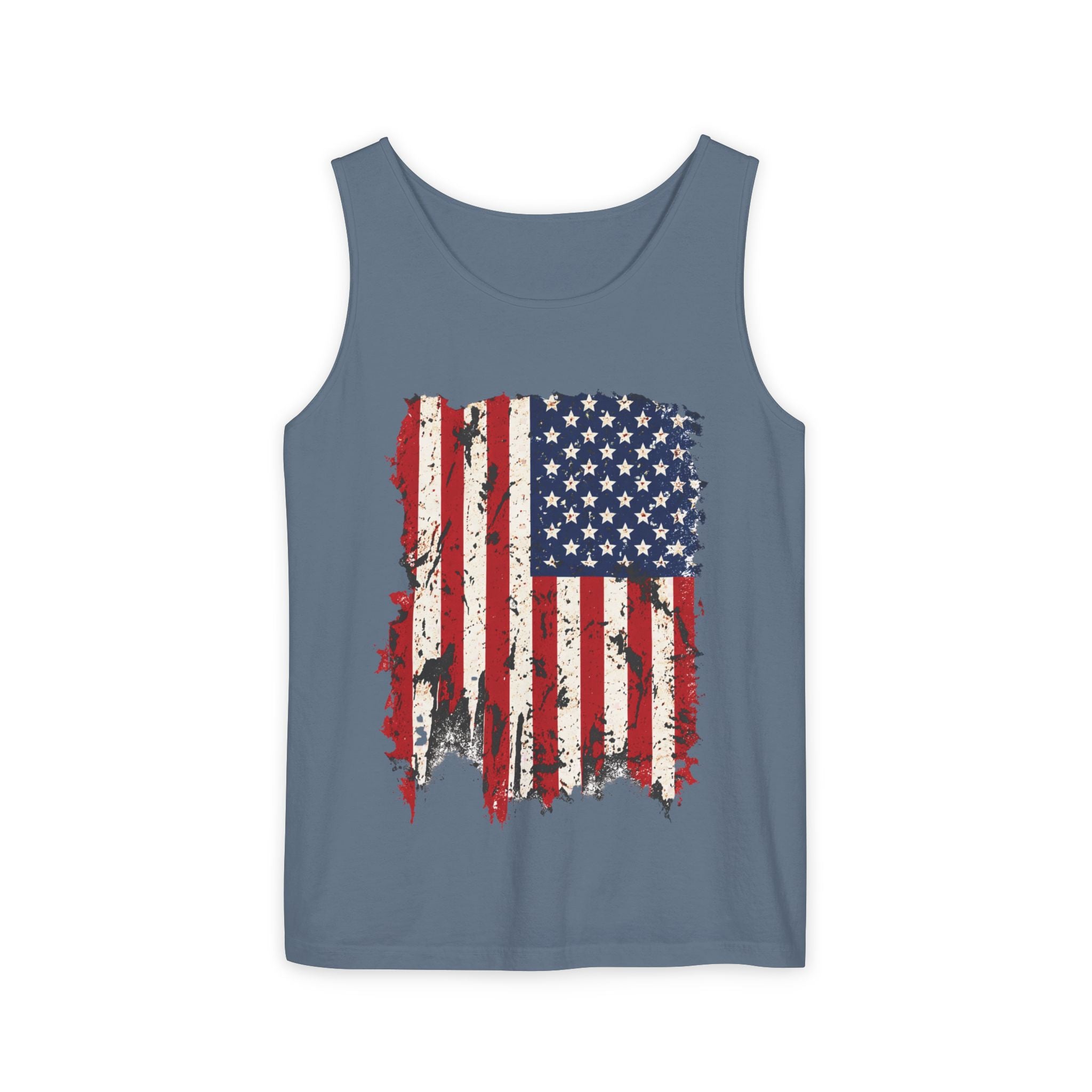 Distressed American Flag Tank Top  Patriotic USA Sleeveless Shirt for 4th of July Summer and Everyday Wear