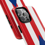 Puerto Rico Flag Tough Phone Case Patriotic Red & White Stripe Design