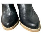 Rollda Womens Size 7 Black Faux Leather 2" Block Heel Western Cowboy Boots Shoes