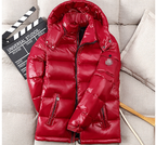 Men's Hooded Shiny Puffer Jacket - Casual Winter Coat