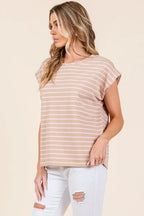 Lime 'N' Chili Striped Muscle Sleeve Top