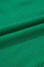 Green Solid Color Ribbed Ruffle Tank Top and Pants Set