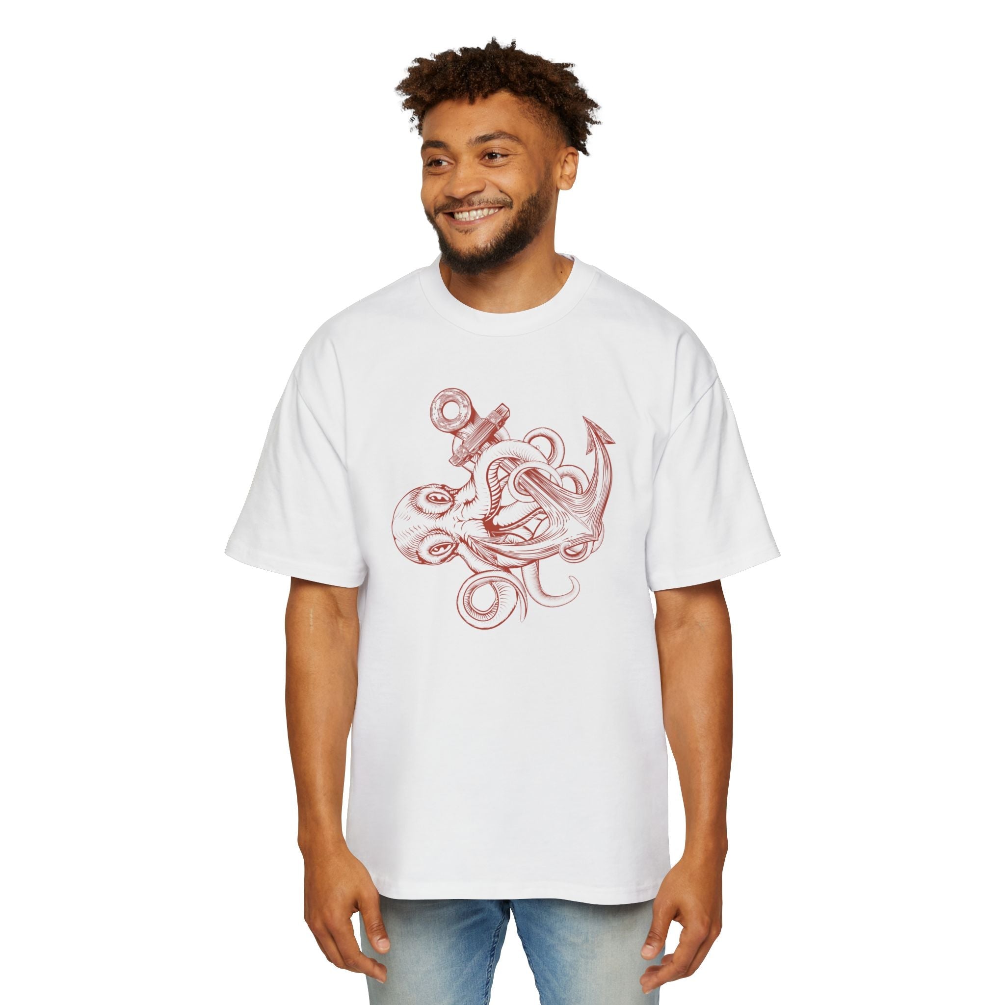 Ocean-Inspired Oversized Tee for Men, Stylish Sea Creature Shirt, Relaxed Fit, Perfect for Beach Days, Casual Wear, Gift for Seafood Lovers