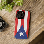 Puerto Rico Flag Tough Phone Case Patriotic Red & White Stripe Design