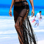 Vacation Sun Protection Hand Crocheting Woven Hip Skirt Bohemian Hand Crochet Long Fringe Skirt Crochet hook
