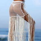Vacation Sun Protection Hand Crocheting Woven Hip Skirt Bohemian Hand Crochet Long Fringe Skirt Crochet hook