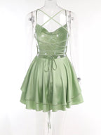Backless Layered Ruffled Cami Dress
