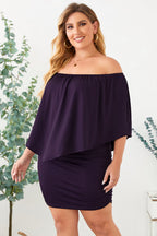 Plus size  Dressing Layered Fiery Red Mini Poncho Dress