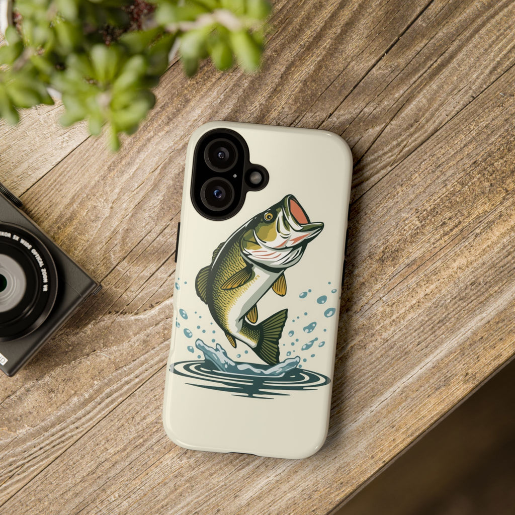 Fishing Bass Phone Case Jumping Largemouth Design, Protective Tough Case