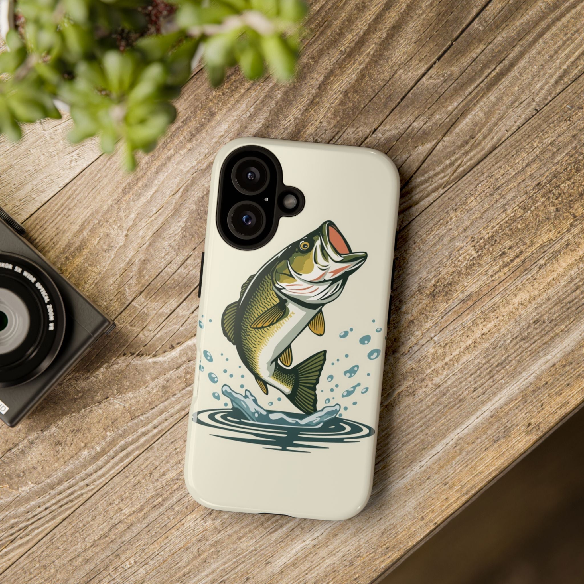 Fishing Bass Phone Case Jumping Largemouth Design, Protective Tough Case