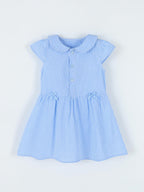 Children's Gingham Peter Pan Collar Button-Front Dress