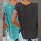 2-Pack Women's V-Neck Sleeveless Tank Tops – Loose Fit Casual Summer Beach Shirts