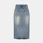 Retro Light-blue Figure-flattering A-line Skirt