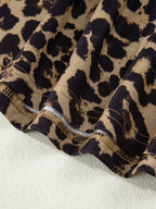 Leopard Print Square Neck Long Sleeve Top