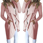 Slim long trench coat with solid lapel