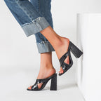 Large Size Women's Shoes 41-43 Women's Half Slippers Women Shoes Thick Heel High Heel Sandals Women