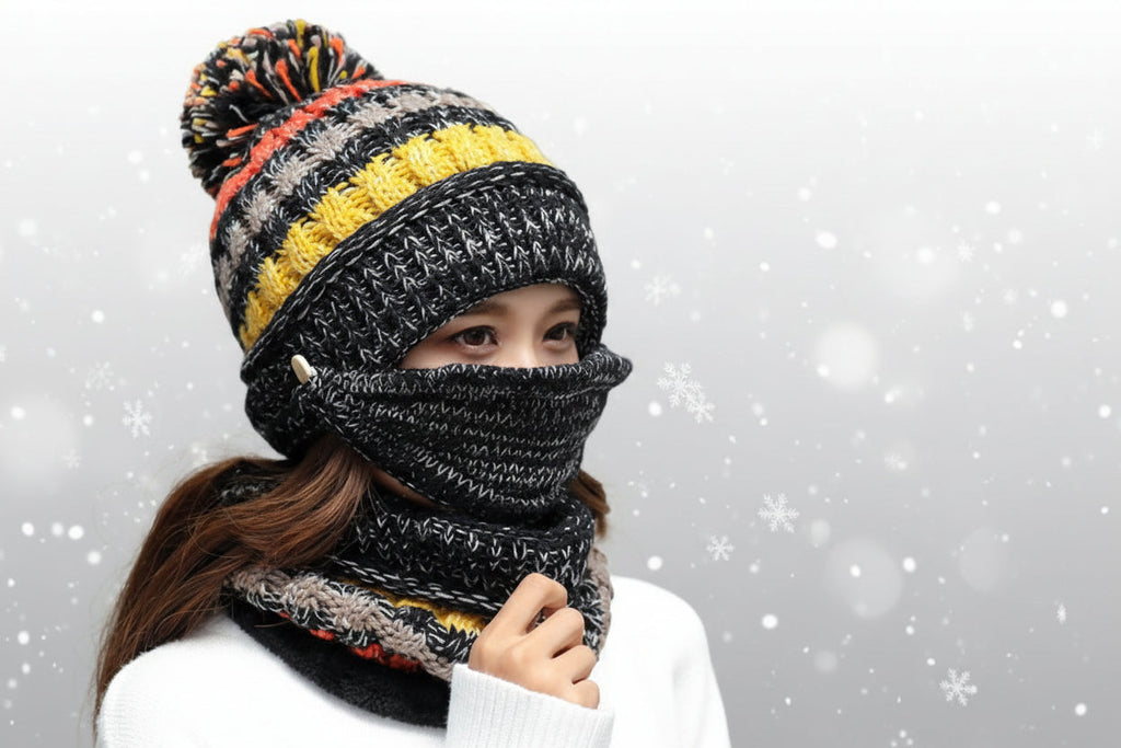 Winter Plush Knitted Hat – Soft Warm Knit Beanie for Cold Weather