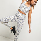 Cropped High-Waisted Leggings – Snake Print Workout Pants