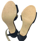Caparros Womens 8.5 Metallic Black 4.5" Heels Open Toe Leather Ankle Strap Shoes